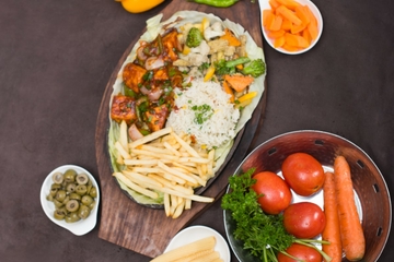 Paneer chilli sizzler